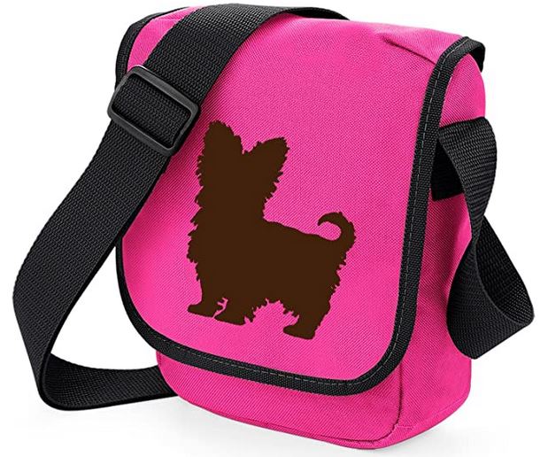 Bolso rosa de hombro con cara yorkshire