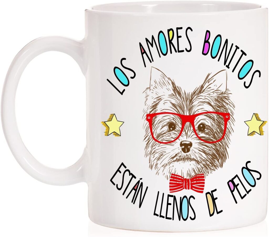 Taza blanca para Te con el dibujo de un Yorkshire